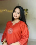 Burnt Orange Hand Stitched Cotton Kurti - Image 2
