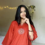 Burnt Orange Hand Stitched Cotton Kurti