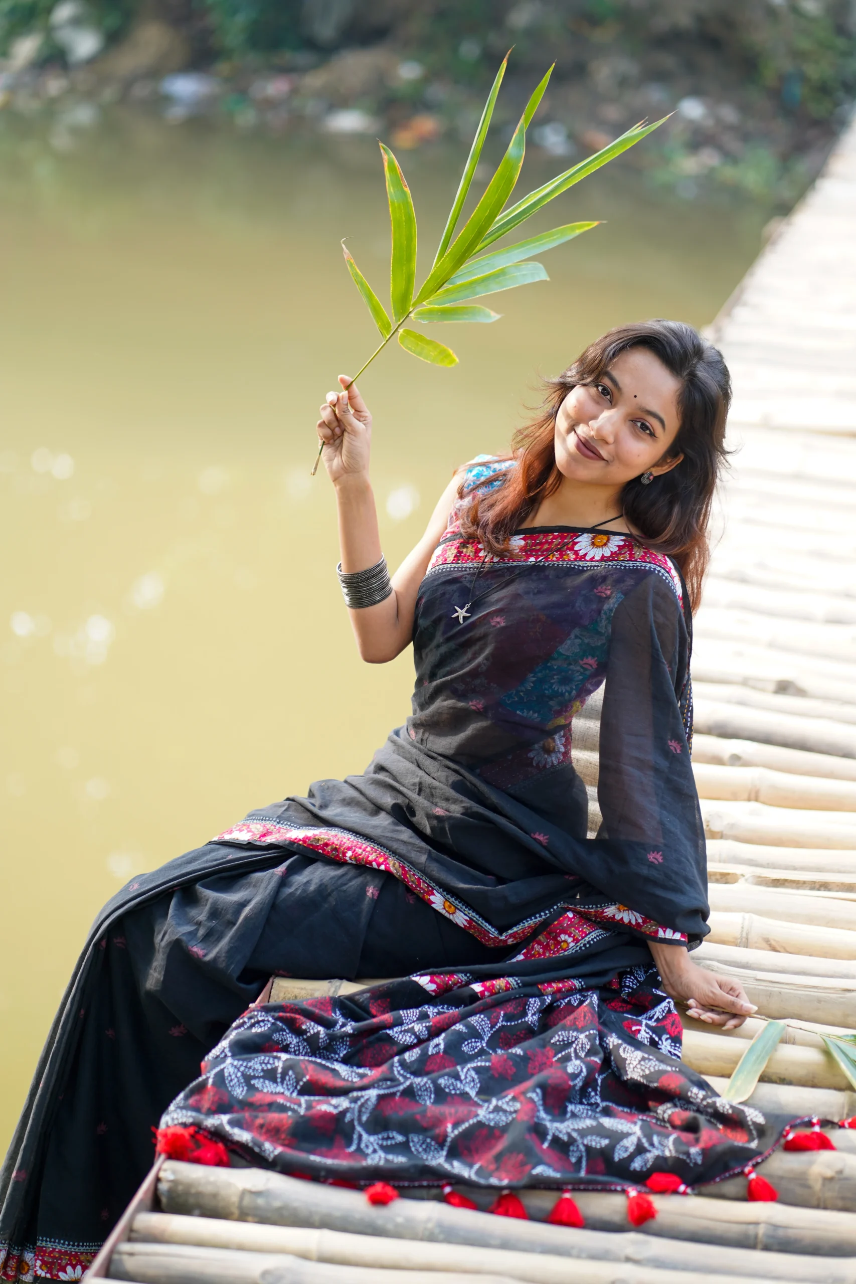 IMG_5778 Black Cotton Saree - Image 1
