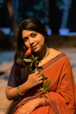 Orange Cotton Saree - Image 2