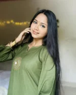 Olive Hand Stitched Cotton Kurti - Image 2