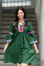 Green Patchwork Cotton Kurti