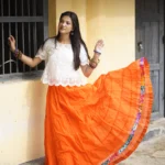 Orange Patchwork Cotton Skirt