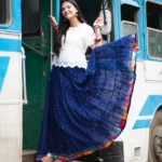 Blue Patchwork Cotton Skirt