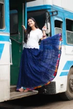 Blue Patchwork Cotton Skirt