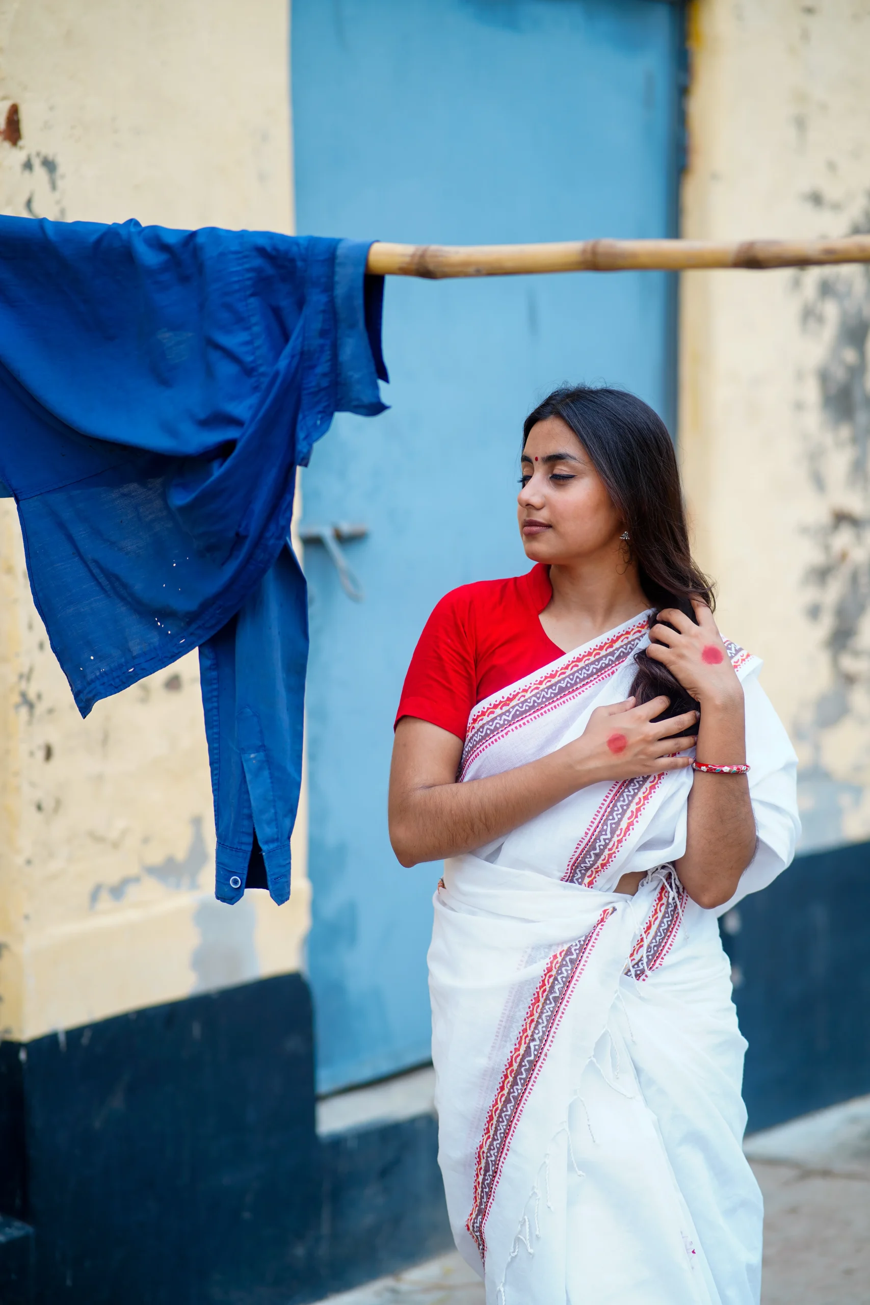 IMG_2776 White Cotton Saree - Image 1