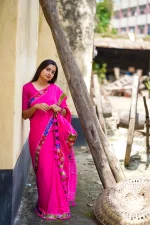 Pink Cotton Saree