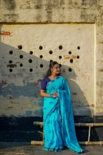 Blue Cotton Saree