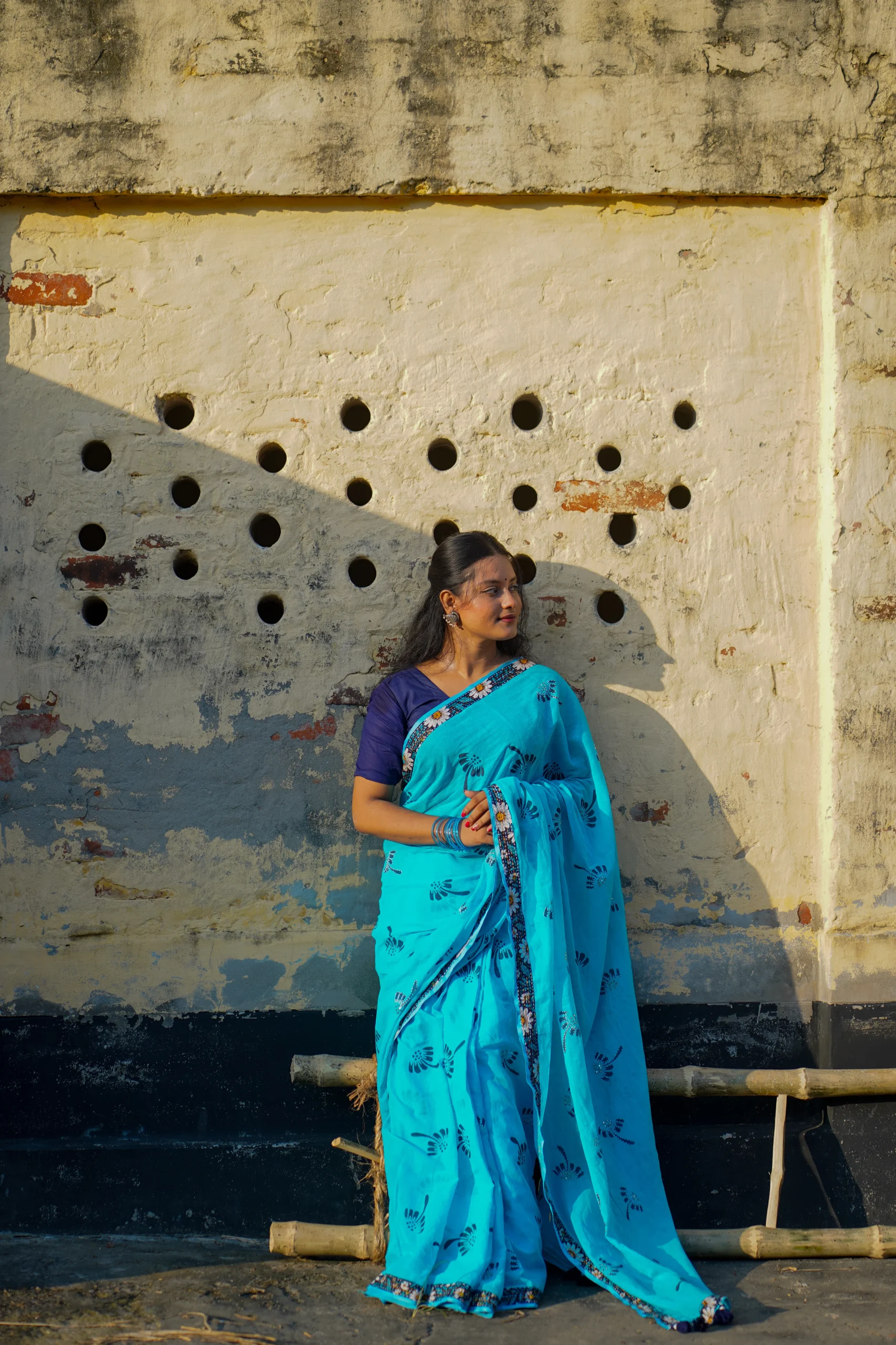 IMG_4243 Blue Cotton Saree - Image 1