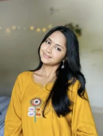 Yellow Hand Stitched Cotton Kurti - Image 2