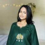 Green Hand Stitched Cotton Kurti