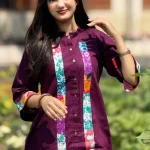 Purple Patchwork Cotton Kurti