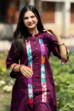 Purple Patchwork Cotton Kurti