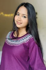 Purple Hand Stitched Cotton Kurti - Image 2