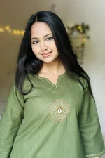 Olive Hand Stitched Cotton Kurti