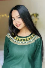 Green Hand Stitched Cotton Kurti
