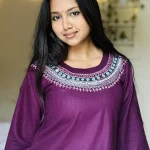 Purple Hand Stitched Cotton Kurti