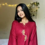 Meroon Hand Stitched Cotton Kurti