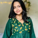 Green Hand Stitched Cotton Kurti