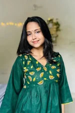 Green Hand Stitched Cotton Kurti