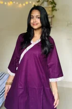 Purple Hand Stitched Cotton Kurti - Image 2