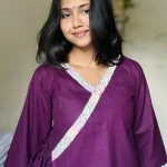 Purple Hand Stitched Cotton Kurti