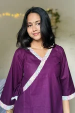 Purple Hand Stitched Cotton Kurti