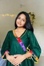 Green Hand Stitched Cotton Kurti