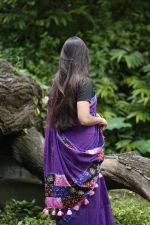 Purple Cotton Saree - Image 2