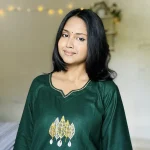 Green Hand Stitched Cotton Kurti