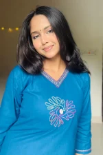 Blue Hand Stitched Cotton Kurti