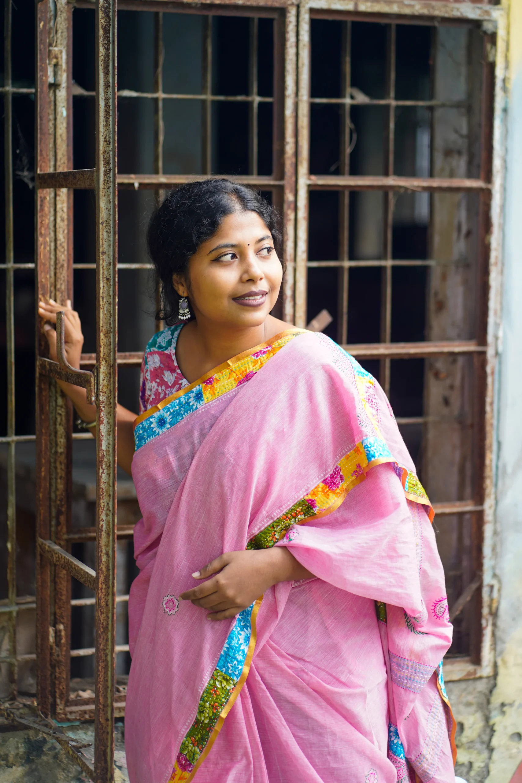 2,288.00৳ Pink Cotton Saree - Image 1