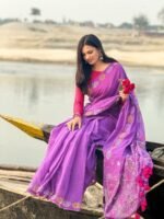 Purple Cotton Saree